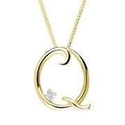 Love Letters 18ct Yellow Gold 0.10ct Diamond Initial Q Necklace