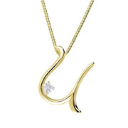 Love Letters 18ct Yellow Gold 0.10ct Diamond Initial U Necklace