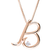 Love Letters 9ct Rose Gold 0.10ct Diamond Initial B Necklace