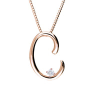 Love Letters 9ct Rose Gold 0.10ct Diamond Initial C Necklace