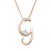 Love Letters 9ct Rose Gold 0.10ct Diamond Initial G Necklace