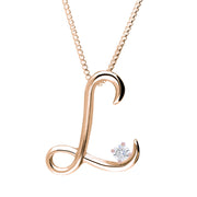 Love Letters 9ct Rose Gold 0.10ct Diamond Initial L Necklace
