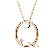 Love Letters 9ct Rose Gold 0.10ct Diamond Initial Q Necklace