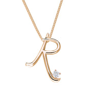 Love Letters 9ct Rose Gold 0.10ct Diamond Initial R Necklace