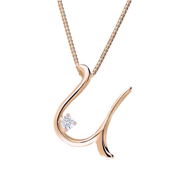 Love Letters 9ct Rose Gold 0.10ct Diamond Initial U Necklace