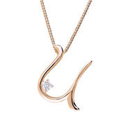 Love Letters 9ct Rose Gold 0.10ct Diamond Initial U Necklace