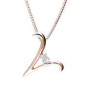 Love Letters 9ct Rose Gold 0.10ct Diamond Initial V Necklace