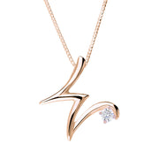 Love Letters 9ct Rose Gold 0.10ct Diamond Initial W Necklace