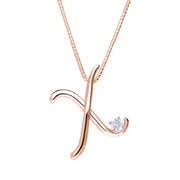 Love Letters 9ct Rose Gold 0.10ct Diamond Initial X Necklace