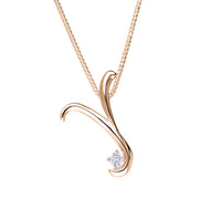 Love Letters 9ct Rose Gold 0.10ct Diamond Initial Y Necklace