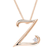 Love Letters 9ct Rose Gold 0.10ct Diamond Initial Z Necklace