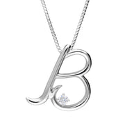 Love Letters 9ct White Gold 0.10ct Diamond Initial B Necklace