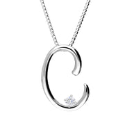Love Letters 9ct White Gold 0.10ct Diamond Initial C Necklace