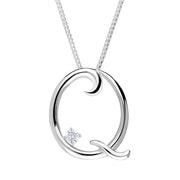 Love Letters 9ct White Gold 0.10ct Diamond Initial Q Necklace