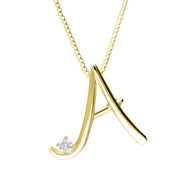 Love Letters 9ct Yellow Gold 0.10ct Diamond Initial A Necklace