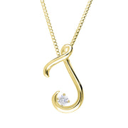Love Letters 9ct Yellow Gold 0.10ct Diamond Initial J Necklace