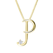 Love Letters 9ct Yellow Gold 0.10ct Diamond Initial P Necklace