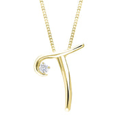 Love Letters 9ct Yellow Gold 0.10ct Diamond Initial T Necklace