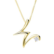 Love Letters 9ct Yellow Gold 0.10ct Diamond Initial W Necklace