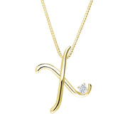 Love Letters 9ct Yellow Gold 0.10ct Diamond Initial X Necklace