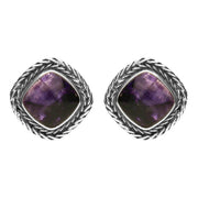 Silver Blue John Cushion Foxtail Earrings. E1841.