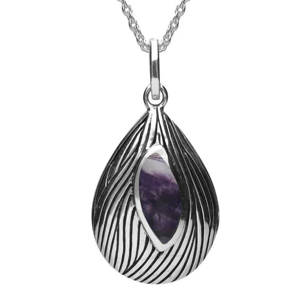 C W Sellors Silver And Blue John Marquise Wave Wood Effect Necklace, P2099.