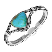 Sterling Silver Turquoise Large Triangle Foxtail Bracelet B965