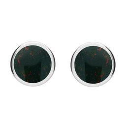 00173071 C W Sellors Sterling Silver Bloodstone Round Stud Earrings, E099.