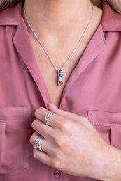 Sterling Silver Stepping Stones Patterned Stacking Ring