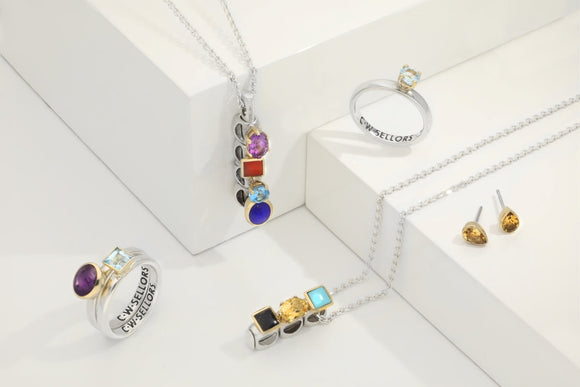 9ct Yellow Gold Sterling Silver Citrine Stepping Stones 5x7mm Pear Stud Earrings