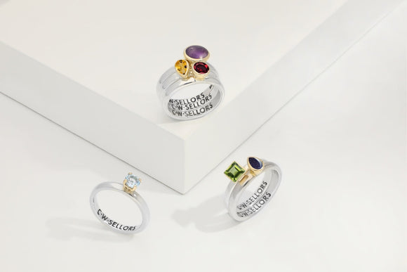 Sterling Silver Stepping Stones Twisted Rope Stacking Ring