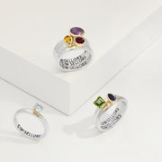 Sterling Silver Stepping Stones Patterned Stacking Ring