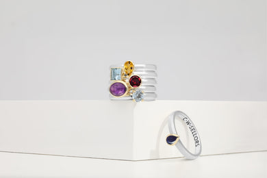 Sterling Silver Stepping Stones Patterned Stacking Ring