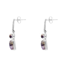 Sterling Silver Blue John Marcasite Oblong Drop Earrings