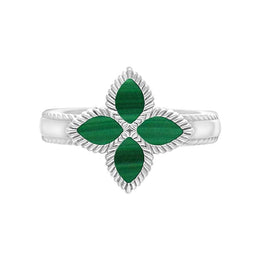 Sterling Silver Malachite Eden Marquise Flower Ring