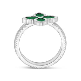 Sterling Silver Malachite Eden Marquise Flower Ring