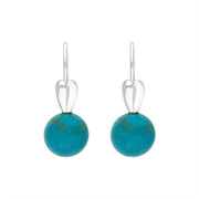 Sterling Silver Turquoise Bead Hook Earrings, E2319.