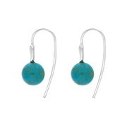 Sterling Silver Turquoise Bead Hook Earrings