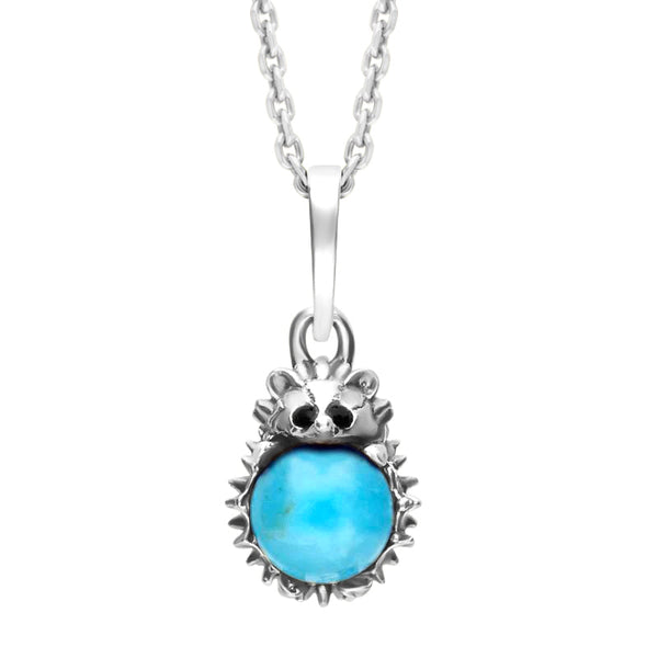 Sterling Silver Turquoise Tiny Hedgehog Necklace, P3356