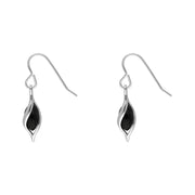 Sterling Silver Whitby Jet Twisted Drop Earrings
