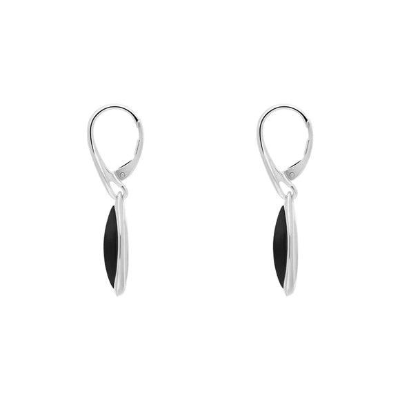 Sterling Silver Whitby Jet Pear Drop Earrings