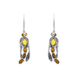 Sterling Silver Amber Dragonfly Drop Earrings E2425