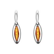 Sterling Silver Amber Marquise Open Edge Drop Earrings E1560