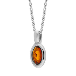 Sterling Silver Amber Oval Fixed Bale Necklace, P1997_2.
