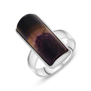 Sterling Silver Blue John Abstract Curved Oblong Shaped Ring, RUNQ0001687