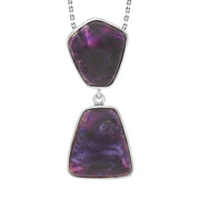 Sterling Silver Blue John Abstract Two Stone Drop Necklace, PUNQ0007602