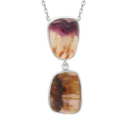 Sterling Silver Blue John Abstract Two Stone Drop Necklace, PUNQ0008269