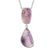 Sterling Silver Blue John Abstract Two Stone Drop Necklace, PUNQ0008298