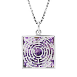 Sterling Silver Blue John Chatsworth Open Square Maze Necklace, P3670
