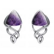 Sterling Silver Blue John Curve Triangle Celtic Stud Earrings, E986.